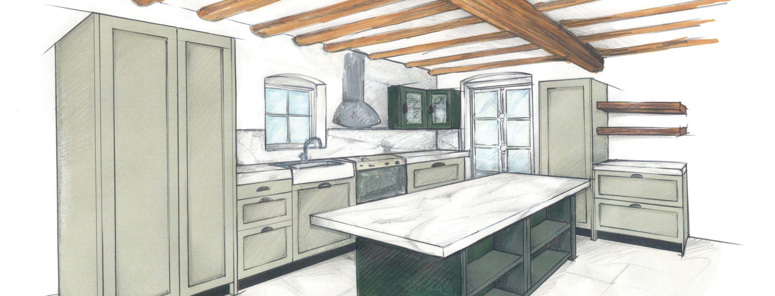 croquis cuisine style maison d