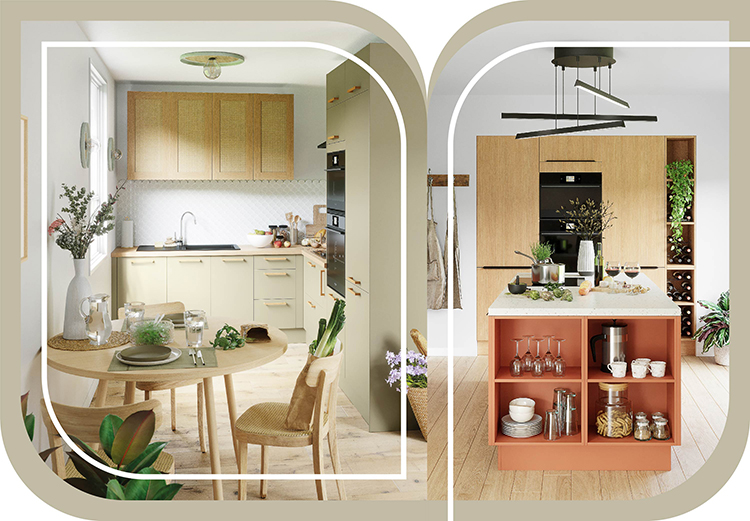 Cuisine moderne façade bois et plan de travail noir - Fabricant Discac