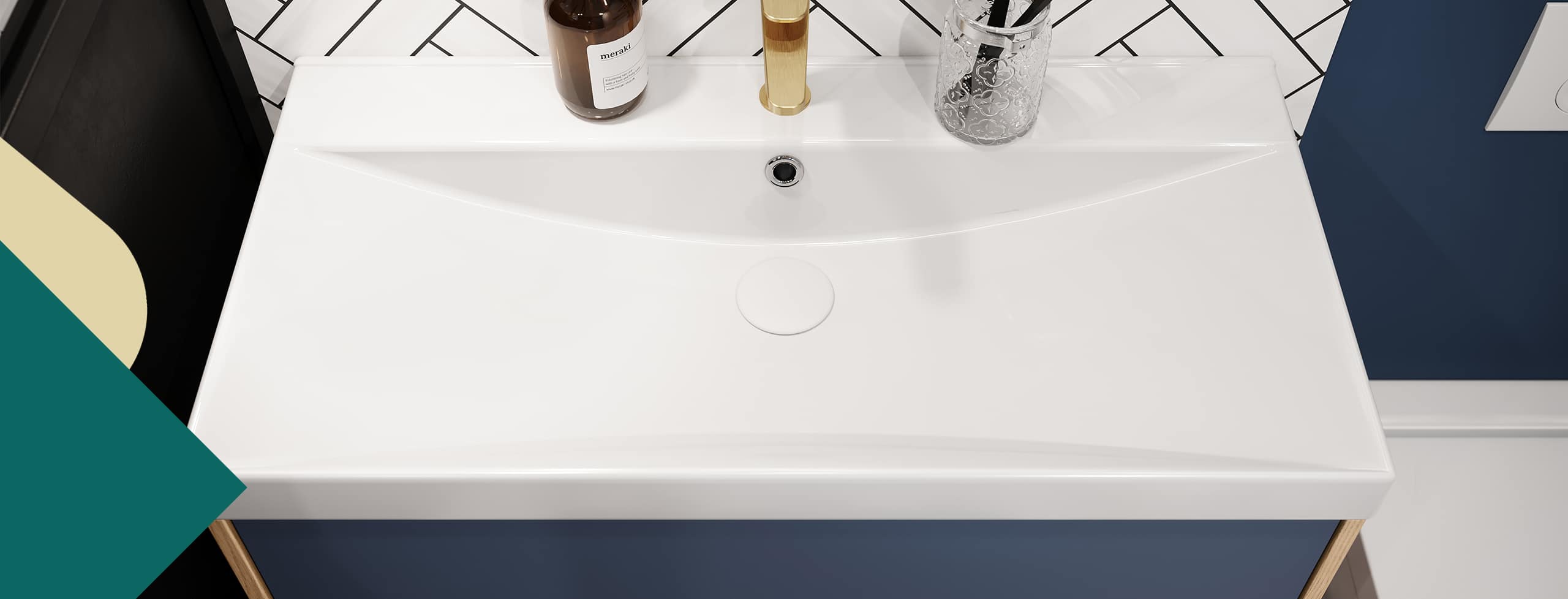 Plan de toilette monobloc en céramique blanche - Finition hygiénique et durable