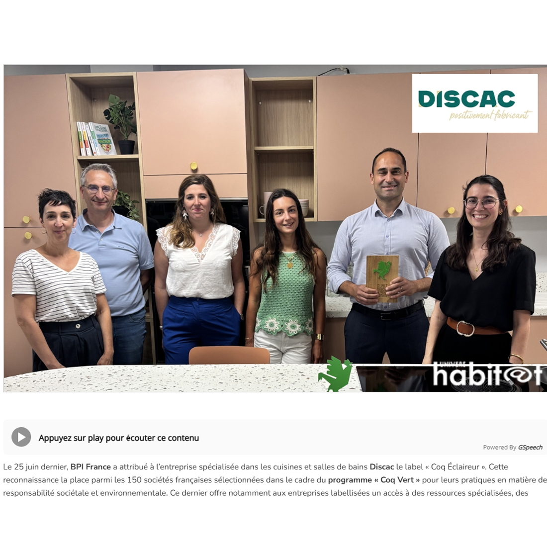 Revue de presse DISCAC : article sur la fabrication française et l innovation